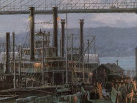 John Stobart - Cincinnati: Moonlight on the Ohio from the Public Landing