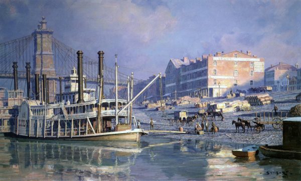 John Stobart - Cincinnati: The Levee at Daybreak c. 1884