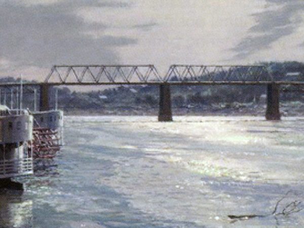 John Stobart - Cincinnati: The Public Landing by Moonlight c. 1875
