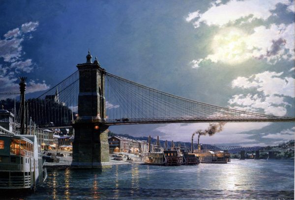 John Stobart - Cincinnati: The Public Landing by Moonlight in 1884