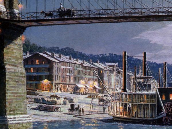 John Stobart - Cincinnati: The Public Landing by Moonlight in 1884