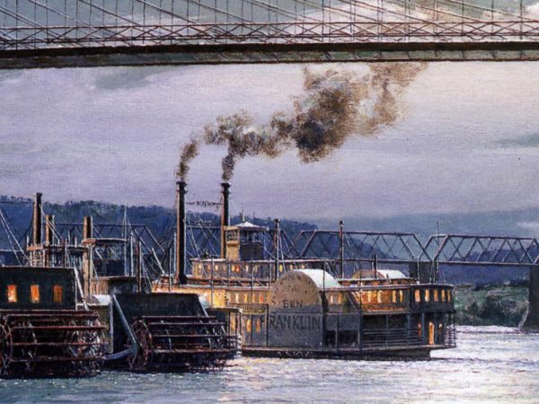 John Stobart - Cincinnati: The Public Landing by Moonlight in 1884