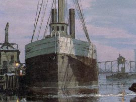 John Stobart - Cleveland: Moonlight Arrival in the Cuyahoga River c. 1876