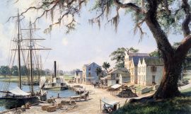 John Stobart - Darien: On the Georgia Tidewater Loading Sea Island Cotton