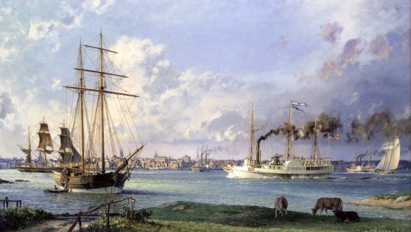 John Stobart - Detroit: A View of the City from the Canadian Shore c. 1838