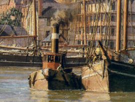 John Stobart - Hartford: A View of the State House from the Connecticut River Waterfront in 1876