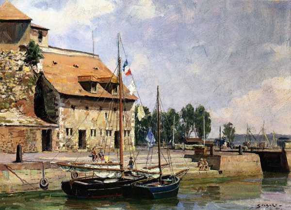 John Stobart - Honfleur: The Lieutenance from the Inner Harbor