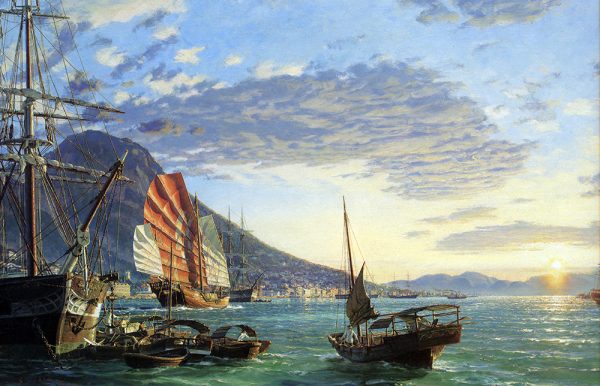 John Stobart - Hong Kong: A View of the Harbor at Sunset in 1870