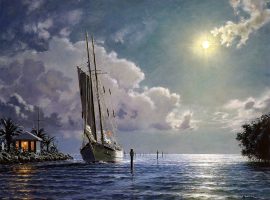 John Stobart - Key Largo: The Schooner "Yankee" Entering Ocean Reef