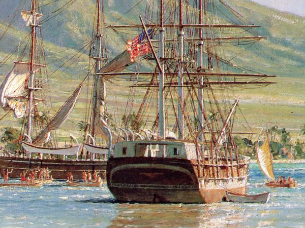 John Stobart - Lahaina Maui: The Whaling Brig "Isabella" Arriving In 1865