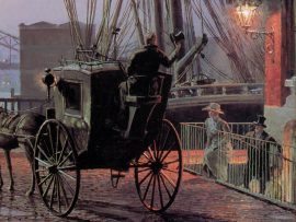 John Stobart - London: Moonlight over the Lower Pool in 1897