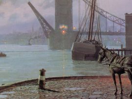 John Stobart - London: Moonlight over the Lower Pool in 1897