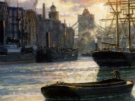John Stobart - London: Sunset Over the Thames in 1895