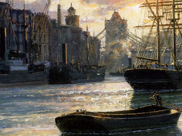 John Stobart - London: Sunset Over the Thames in 1895