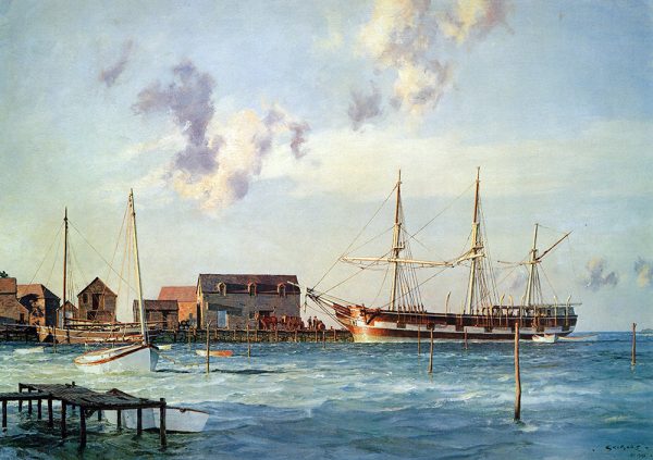 John Stobart - Martha's Vineyard: The Bark "Mattapoisett" at Osborn's Wharf