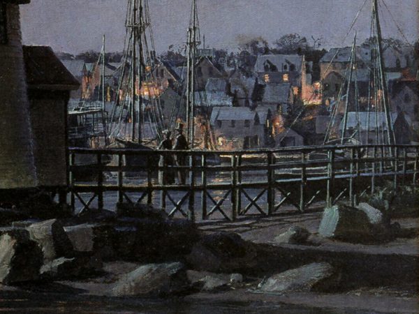 John Stobart - Nantucket: The Island Port by Moonlight at the Turn of the Century