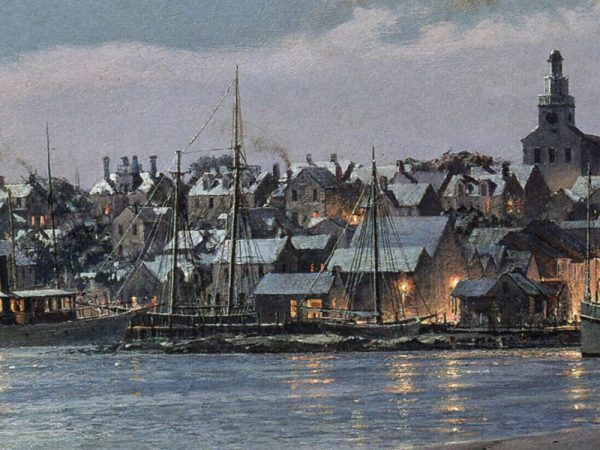 John Stobart - Nantucket: The Island Port by Moonlight at the Turn of the Century