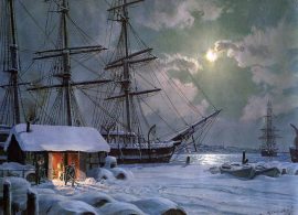 John Stobart - New Bedford: Snowfall On Central Wharf