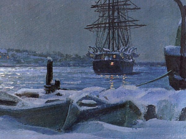 John Stobart - New Bedford: Snowfall On Central Wharf