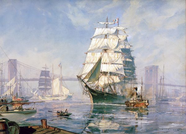 John Stobart - New York: _Henry B. Hyde" leaving the East River 1886