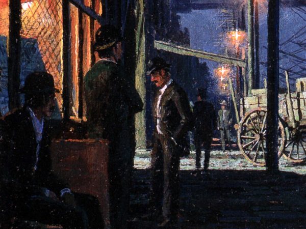 John Stobart - New York: South Street Under a Full Moon in 1882
