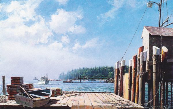 John Stobart - Owl's Head: As Morning Fog Clears on Maine's Serene Coastline