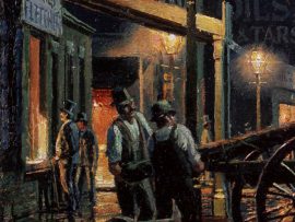 John Stobart - Philadelphia: Delaware Avenue Near Spruce Street in 1840