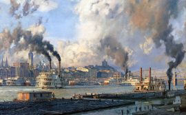 John Stobart - Pittsburgh: The Monongahela Waterfront in 1900