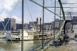 John Stobart - Pittsburgh: The Monongahela Wharf Seen from Smithfield Street Bridge, 1883