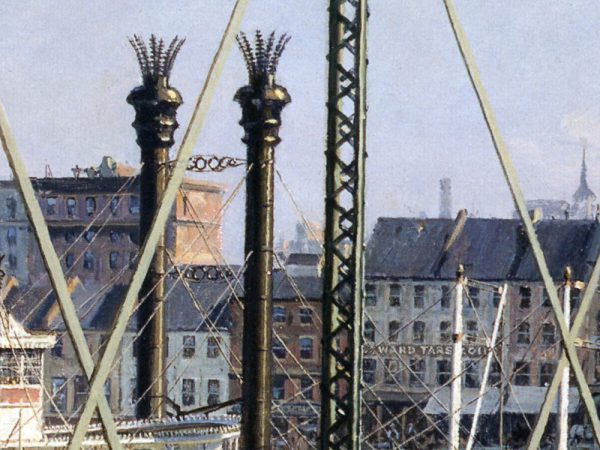 John Stobart - Pittsburgh: The Monongahela Wharf Seen from Smithfield Street Bridge, 1883