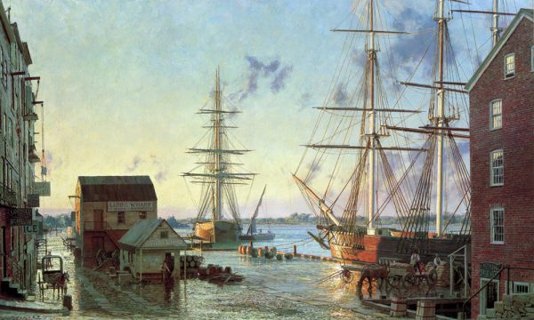 John Stobart - Portsmouth: Merchant's Row Overlooking New Hampshire's Piscataqua River in 1828