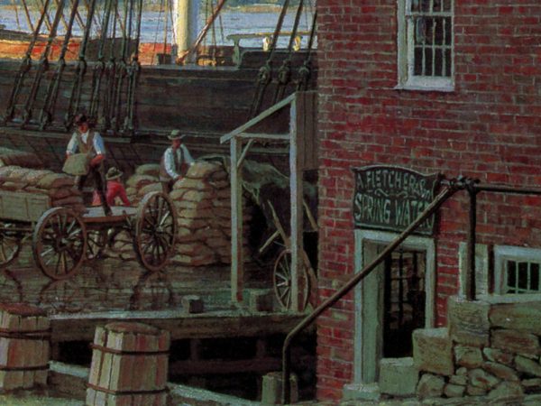 John Stobart - Portsmouth: Merchant's Row Overlooking New Hampshire's Piscataqua River in 1828