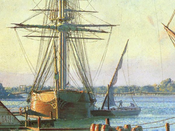 John Stobart - Portsmouth: Merchant's Row Overlooking New Hampshire's Piscataqua River in 1828