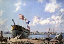 John Stobart - Portsmouth: Preparing To Launch John Paul Jones' Sloop of 