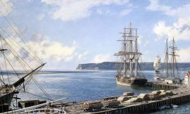 John Stobart - San Diego: A View of Point Loma from Santa Fe Wharf