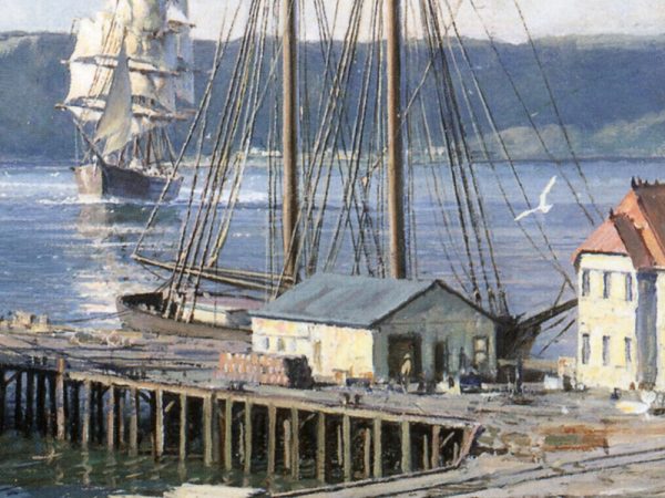 John Stobart - San Diego: A View of Point Loma from Santa Fe Wharf