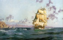 John Stobart - Santa Barbara: The Brig "Pilgrim" Leaving for Monterey