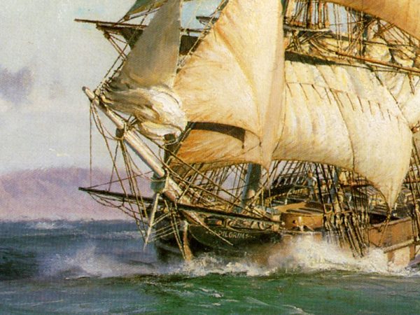 John Stobart - Santa Barbara: The Brig "Pilgrim" Leaving for Monterey