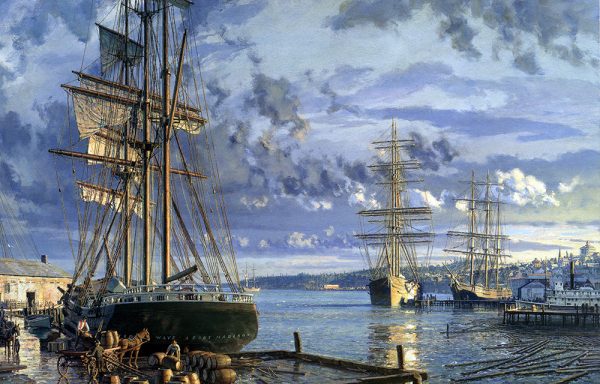John Stobart - Seattle: A View Looking North from Yesler's Wharf c. 1880