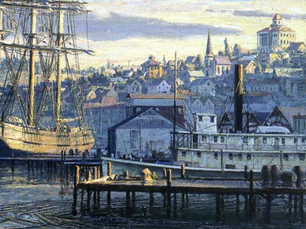 John Stobart - Seattle: A View Looking North from Yesler's Wharf c. 1880