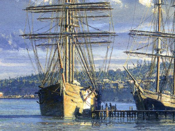 John Stobart - Seattle: A View Looking North from Yesler's Wharf c. 1880