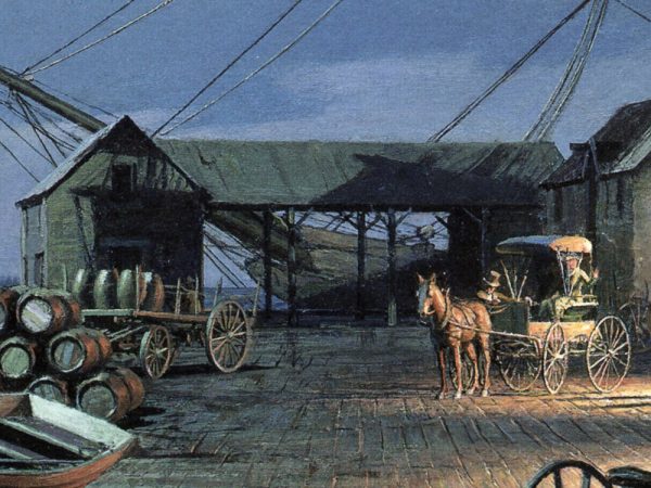 John Stobart - Seattle: Mill Street by Moonlight in 1884