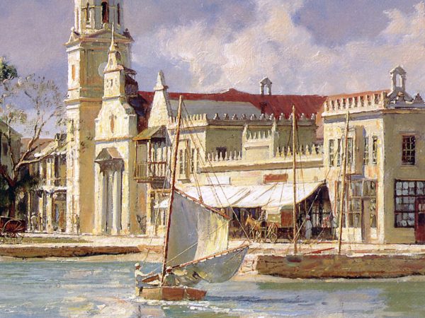 John Stobart - St. Augustine: A View of the Plaza and the Ponce de Leon Hotel