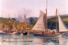 David Thimgan Limited Edition Print - Schooner Sacramento at Albion, California