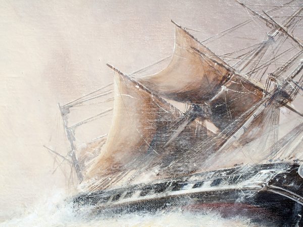 Paul Deacon Original Oil Painting - USS Constitution in Stormy Weather