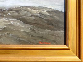 Paul Deacon Original Oil Painting - USS Constitution in Stormy Weather