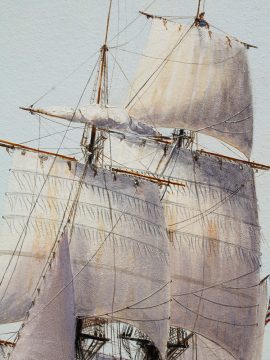 Paul Deacon Original Oil Painting - US Brig 'Argus'