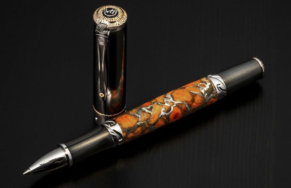 William Henry Cabernet Osage Rollerball Pen - Apple Coral