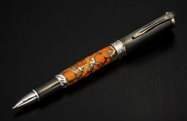 William Henry Cabernet Osage Rollerball Pen - Apple Coral