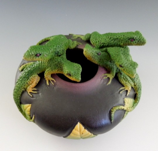 Nancy Adams Pottery Five Lizard Bowl Scrimshaw Gallery